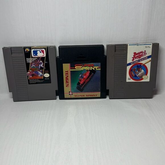 Nintendo NES Game Super Sprint Bases Loaded 2 and MLB Major League Baseball - Picture 1 of 7